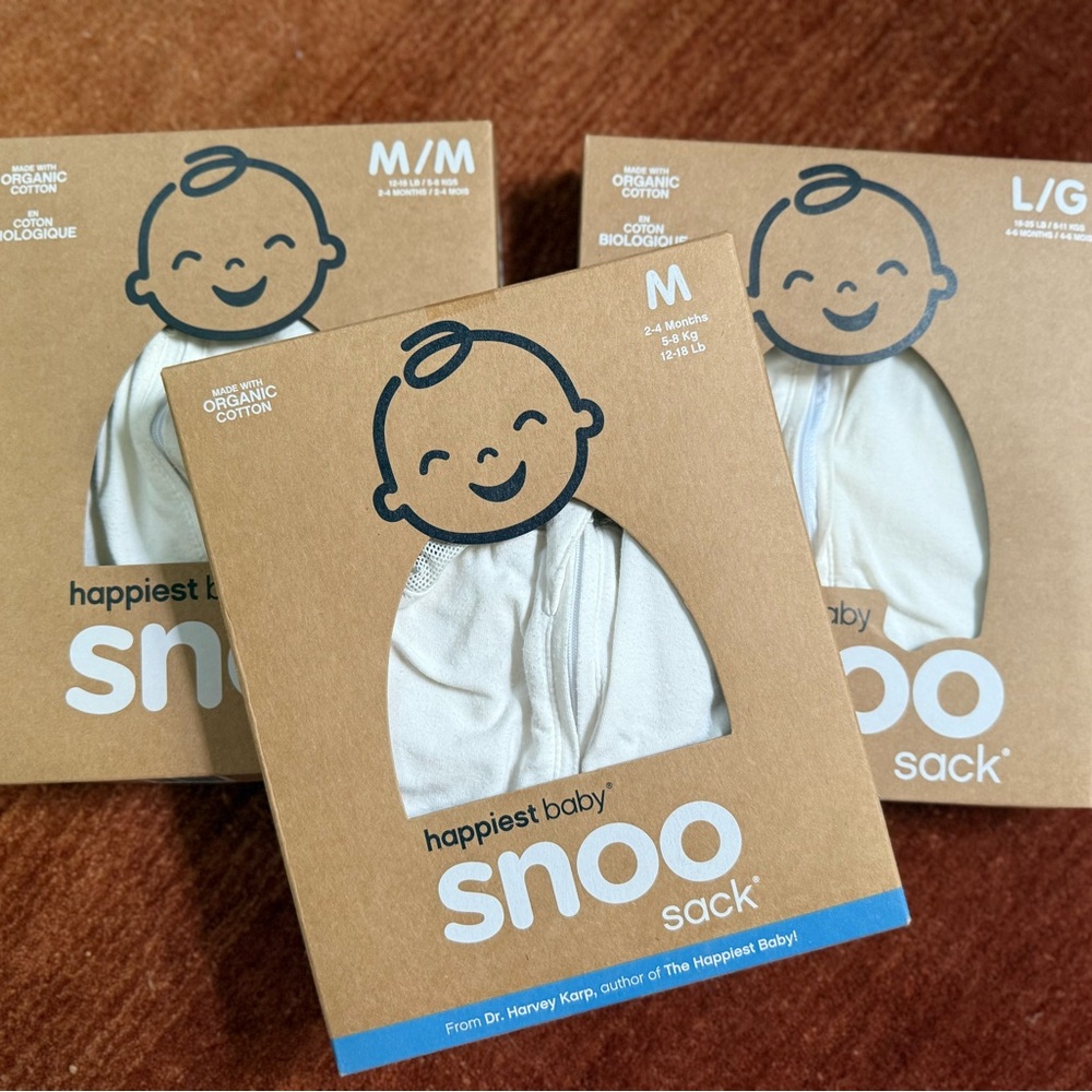 Happiest Baby Snoo Sack in Cream - 3 (three) - Two Medium and One Large size
